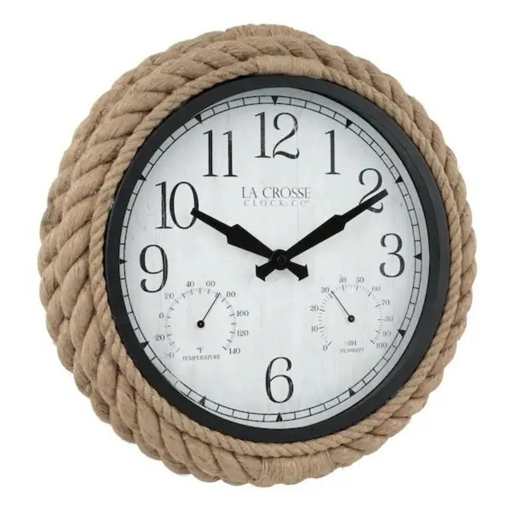 La Crosse Clock 433-3836 14-Inch Rowan Indoor/Outdoor Rope Analog Quartz Wall Cl